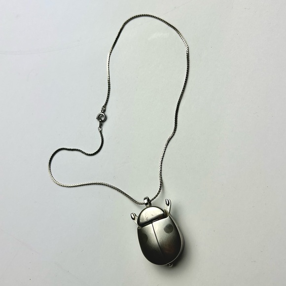 🐞Sliver Tone LadyBug Beetle Pocket watch Pendant - Picture 4 of 5